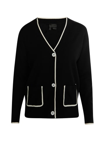 DreiMaster Damen Strickjacke in Schwarz Wollweiss