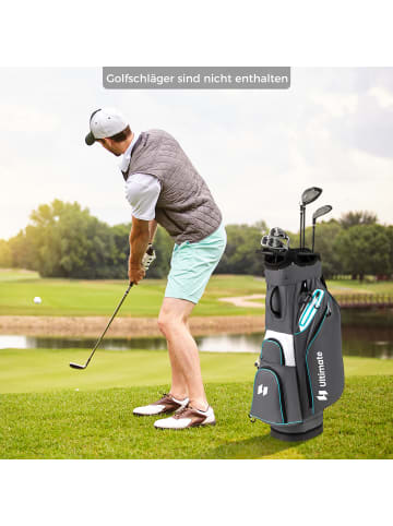 COSTWAY Golfbag mit 14 er Unterteilung & Tragegurt in Grau