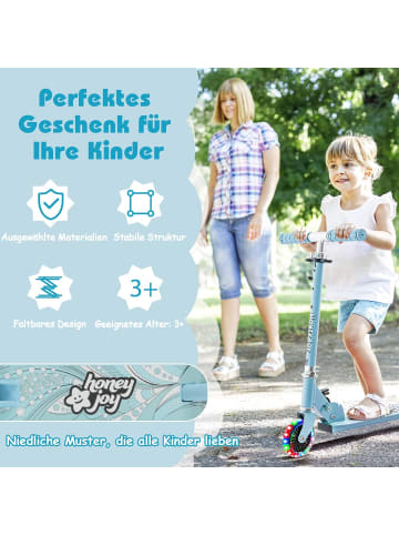 COSTWAY Scooter mit LED-Räder ab 3 Jahren in Hellblau