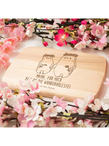 Mr. & Mrs. Panda Frühstücksbrett Bären mit Blumenkranz mit Spruch in Transparent