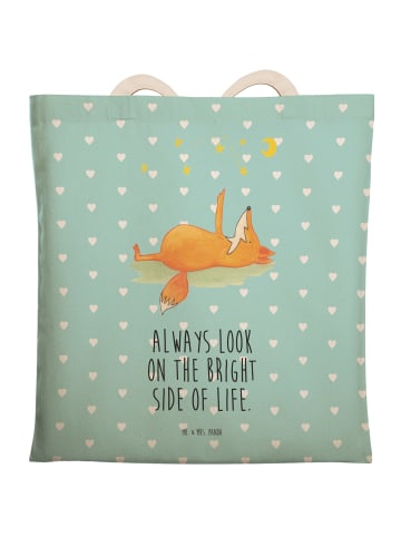 Mr. & Mrs. Panda Beutel Fuchs Sterne mit Spruch in Türkis Pastell