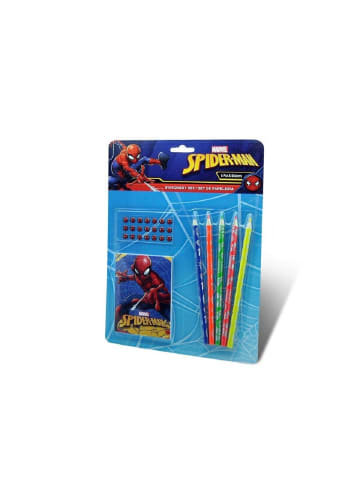 Spiderman Spider-Man Schreibset für Kinder – 5 Stifte & Notizblock in Blau
