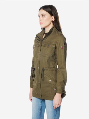 KOROSHI DamentÃ¼chtige verstellbare talie bestickte parka in khaki