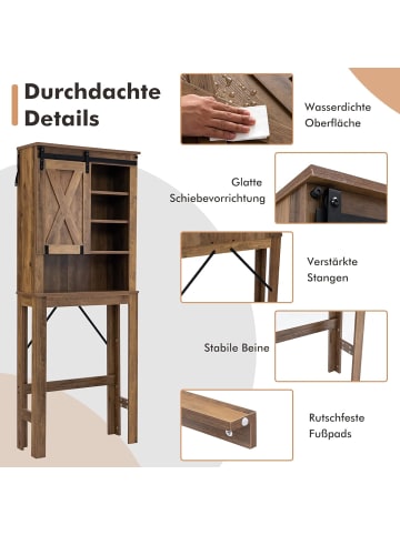 COSTWAY Toilettenschrank in Braun