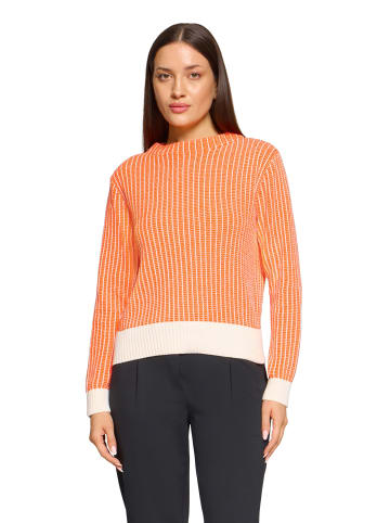 BETTY & CO Strickpullover mit Strickdetails in Cream/Orange