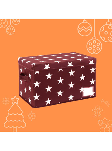 relaxdays Weihnachtskugel-Aufbewahrungsbox "Sterne" in Rot - (B)42,5 x (H)26,5 x (T)26 cm