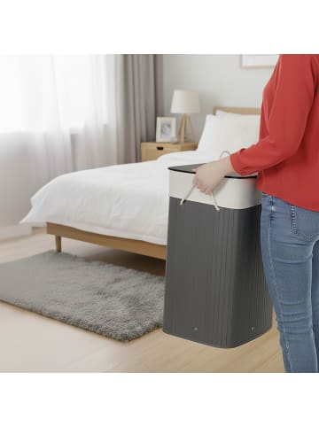 relaxdays Wäschekorb in Grau - (B)40 x (H)60 x (T)30 cm