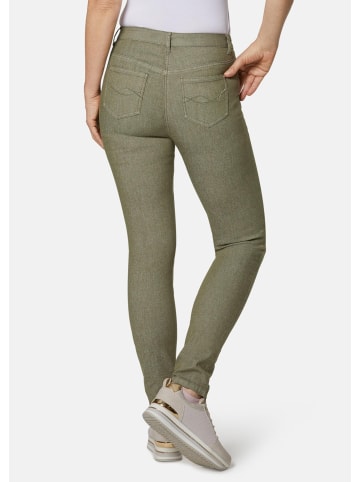 GOLDNER Kurzgröße:  Jeanshose Lange Freizeithose BELLA mit Formbund in dunkelschilf