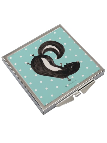 Mr. & Mrs. Panda Handtaschenspiegel quadratisch Stinktier Handst... in Türkis Pastell