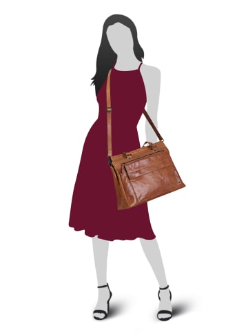 SPIKES & SPARROW Shopper LAPTOP SHOULDERBAG echt Leder in cognac