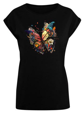 F4NT4STIC Extended Shoulder T-Shirt Schmetterling Bunt in schwarz