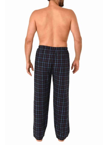 NORMANN Flanell Schlafanzug Pyjama Hose lang Karo Baumwolle - 70793 in schwarz