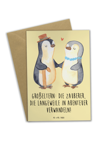 Mr. & Mrs. Panda Grußkarte Großeltern Zauberer mit Spruch in Gelb Pastell