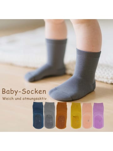 Yalion 9er-Set Yalion Baby Stoppersocken, Baumwolle, rutschfest, braun