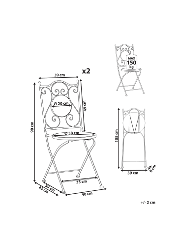 Beliani 2er-Set Esszimmerstuhl CORIANO in Schwarz/Blau