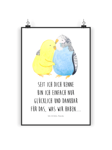 Mr. & Mrs. Panda Bild Wellensittich Liebe mit Spruch in Weiß
