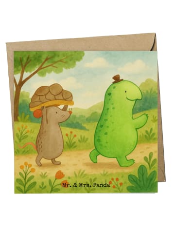 Mr. & Mrs. Panda Glückwunschkarte Schildkröte Maus Design ohne S... in Weiß