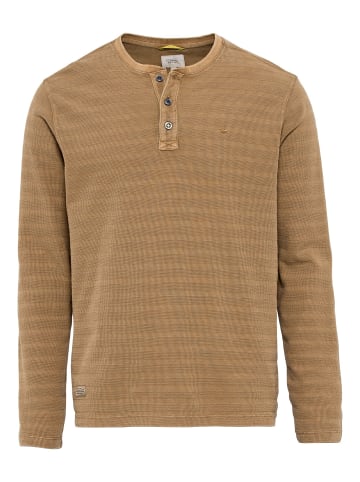 Camel Active Langarm Henleyshirt aus reiner Baumwolle in Hellbraun