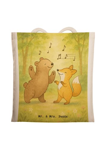 Mr. & Mrs. Panda Jutebeutel Hase Tanzen Design ohne Spruch in Weiß
