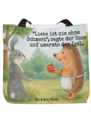 Mr. & Mrs. Panda Tote Bag Hase Igel Design mit Spruch in Weiß