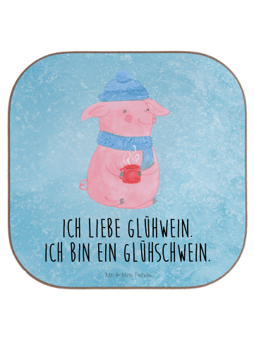Mr. & Mrs. Panda Untersetzer Gläser Schwein Glühwein mit Spruch in Eisblau