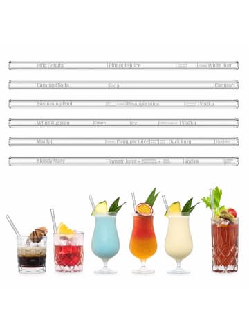 HÅLM Cocktail Rezepte 2.0 Glasstrohhalme mit gravierten Maßen für perfektes Mixen