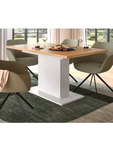 Inn.Furn Esstisch weiß, Eiche Artisan, Küchentisch ausziehbar 150 - 190 cm
