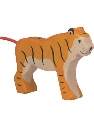 Holztiger Stehender Tiger aus Holz in orange