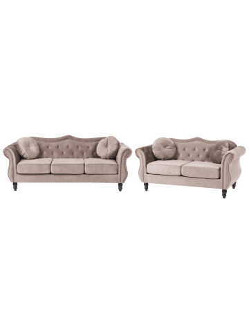 Beliani 6-tlg Sitzgruppe SKIEN in Beige/Schwarz
