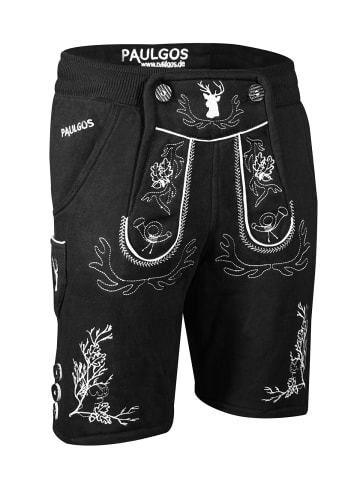PAULGOS Jogginghose Design Trachten Lederhose Bermuda Shorts Kurz JOK3 in Schwarz