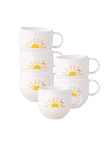 Villeroy & Boch 6er Set Henkelbecher Hello Sunshine With Love 290 ml in weiß-gelb