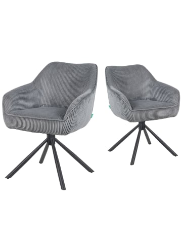 DUBI Möbel 2er-Set: Drehstuhl Mika-Maya in Grau - (B)60 x (H)82 x  (T)61 cm