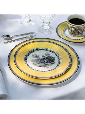 Villeroy & Boch 6er Set Frühstücksteller Audun Chasse ø 21,6 cm in weiß-grau-gelb