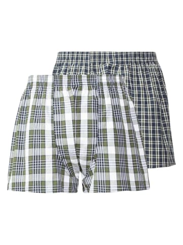 Tom Tailor Web-Boxershorts 2er Pack in Blau/Grün/Weiß