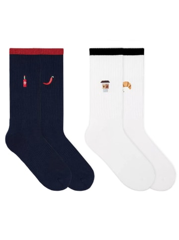 von Jungfeld Tennissocken Mix & Match Tennis Socken-Set in Navy Weiß