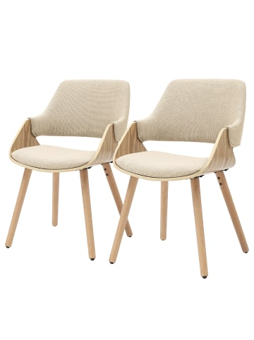home24 Armlehnenstuhl RIFFLES 2er-Set in Beige