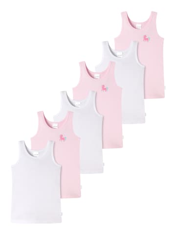 Schiesser Unterhemd / Tanktop Kids Girls Feinripp Organic Cotton in Weiß / Hellrosa
