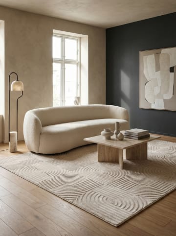 KADIMA DESIGN Teppich Kurzflor Waschbar 3D ILLER Strapazierfähig OEKO-TEX in Beige