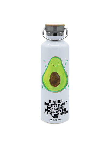 Mr. & Mrs. Panda Trinkflasche Avocado Glücklich mit Spruch in Weiß