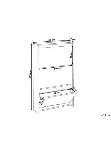 Beliani Schuhschrank MIDFIELD in Schwarz/Silber - (W) 63 x (H) 103 x (L) 17 cm