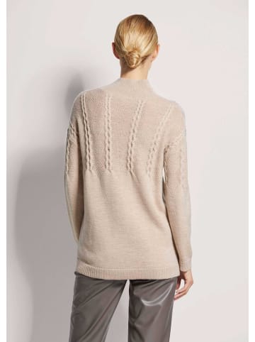 MADELEINE Stilvoller Wollpullover mit Stehkragen in cappuccino / wollweiß / melange