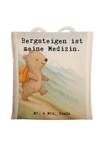 Mr. & Mrs. Panda Shopping Tasche Bär Bergsteigen Design mit Spruch in Weiß