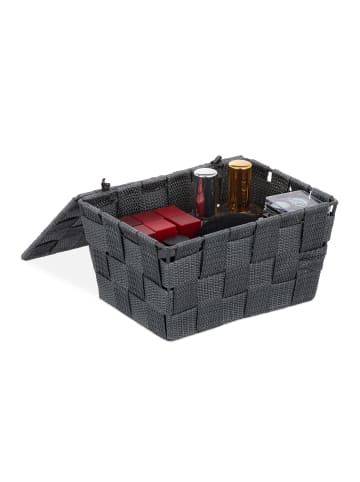 relaxdays 2x Aufbewahrungskorb in Grau - (B)19,5x (H)10,5 x (T)14,5 cm