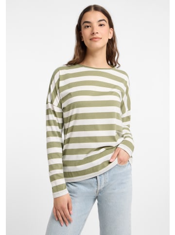 ELBSAND Langarm T-Shirt Milia in Green Leaf + Cloud White STRIPE