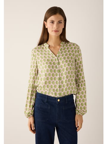 More & More fließende Langarmbluse, bedruckt in green/rose