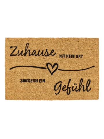 relaxdays Fußmatte Zuhause ist ein Gefühl in Braun - (B)60 x (T)40 cm