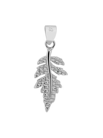 Adeliás Damen Anhänger Blatt aus 925 Silber mit Zirkonia in silber