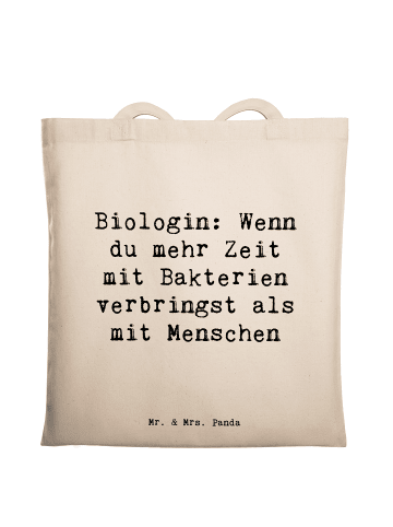Mr. & Mrs. Panda Umhängetasche Spruch Biologin Bakterienliebe mi... in Creme