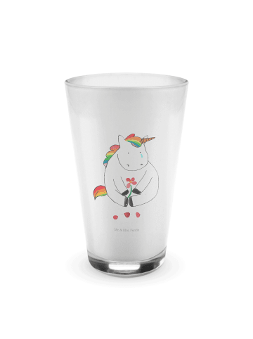 Mr. & Mrs. Panda Latte Macchiato Glas Einhorn Traurig ohne Spruch in Transparent