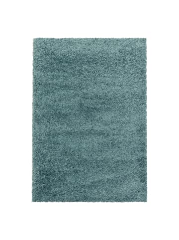KADIMA DESIGN Teppich Hochflor Shaggy Uni-Look Polypropylen Wohnzimmer in Türkis